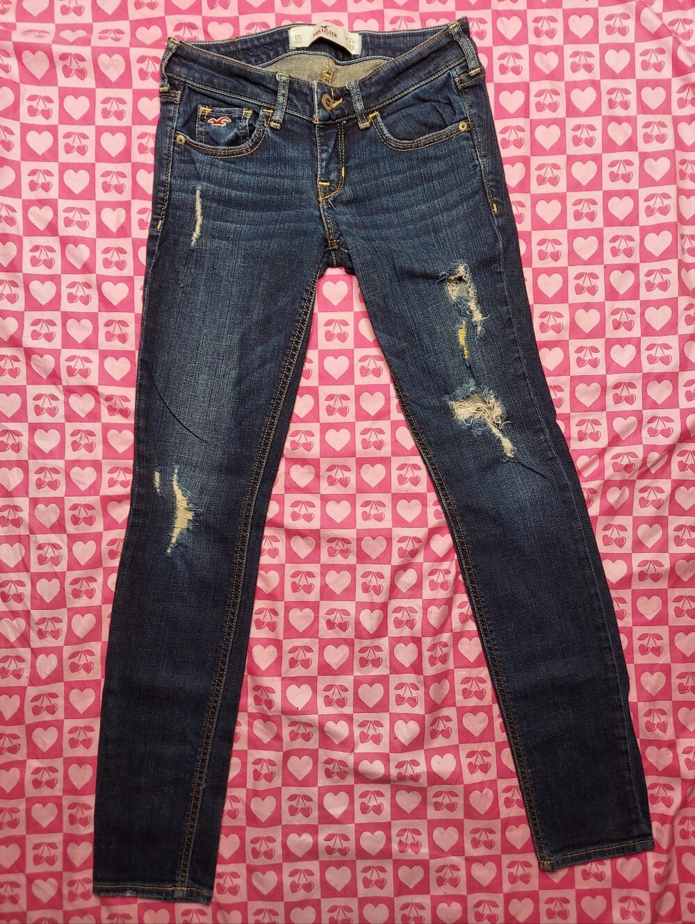 Dark Blue Ripped Holey Hollister Blue Jeans